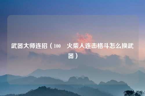 武器大师连招（100 火柴人连击格斗怎么换武器）