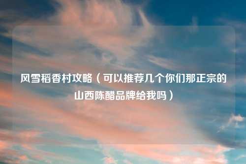 风雪稻香村攻略（可以推荐几个你们那正宗的山西陈醋品牌给我吗）