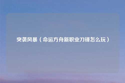 突袭风暴（命运方舟新职业刀锋怎么玩）