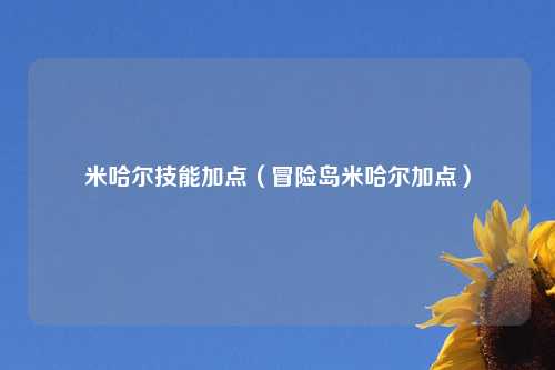 米哈尔技能加点（冒险岛米哈尔加点）
