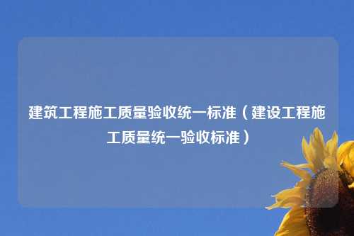 建筑工程施工质量验收统一标准（建设工程施工质量统一验收标准）