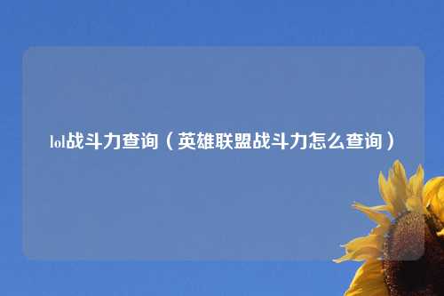 lol战斗力查询（英雄联盟战斗力怎么查询）