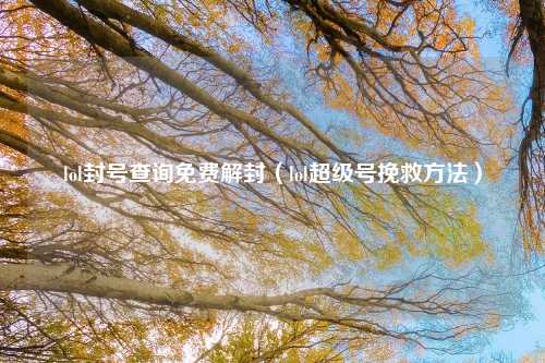 lol封号查询免费解封（lol超级号挽救方法）