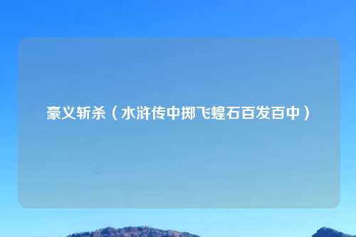 豪义斩杀（水浒传中掷飞蝗石百发百中）