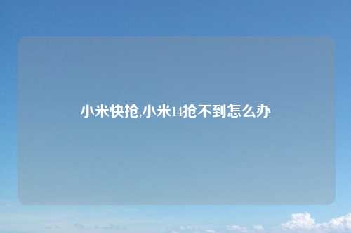 小米快抢,小米14抢不到怎么办