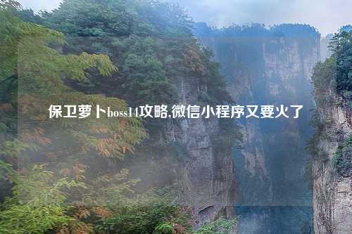 保卫萝卜boss14攻略,微信小程序又要火了