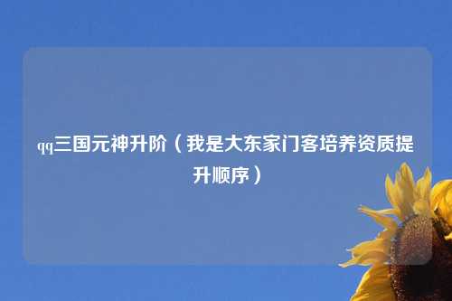 qq三国元神升阶（我是大东家门客培养资质提升顺序）