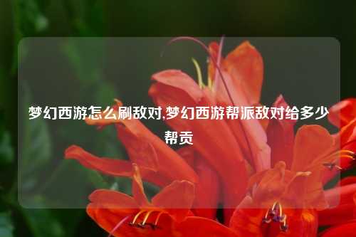 梦幻西游怎么刷敌对,梦幻西游帮派敌对给多少帮贡