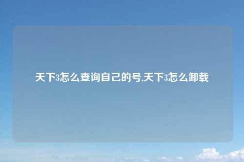 天下3怎么查询自己的号,天下3怎么卸载