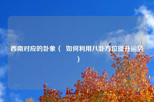 西南对应的卦象（  如何利用八卦方位提升运势）