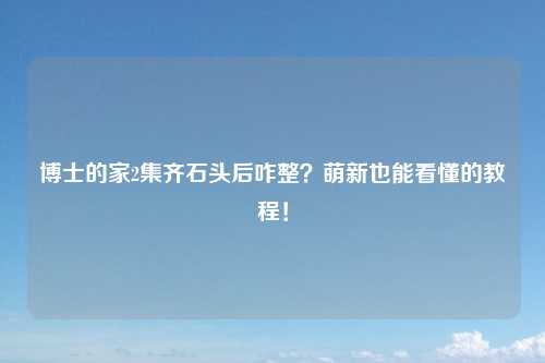 博士的家2集齐石头后咋整？萌新也能看懂的教程！