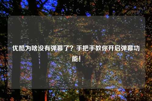 优酷为啥没有弹幕了？手把手教你开启弹幕功能！
