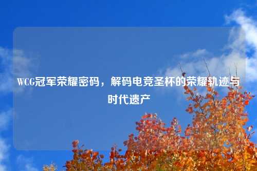 WCG冠军荣耀密码，解码电竞圣杯的荣耀轨迹与时代遗产