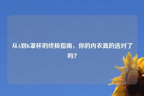 从A到K罩杯的终极指南，你的内衣真的选对了吗？