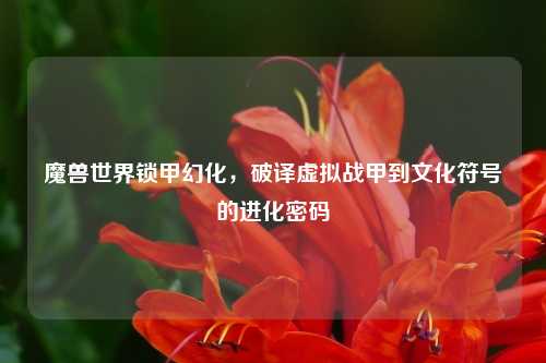 魔兽世界锁甲幻化，破译虚拟战甲到文化符号的进化密码