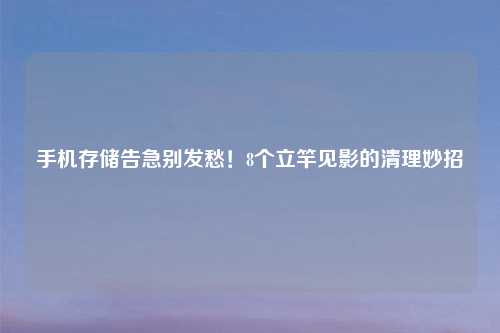 手机存储告急别发愁！8个立竿见影的清理妙招