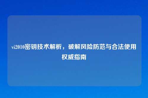 vi2010密钥技术解析，破解风险防范与合法使用权威指南