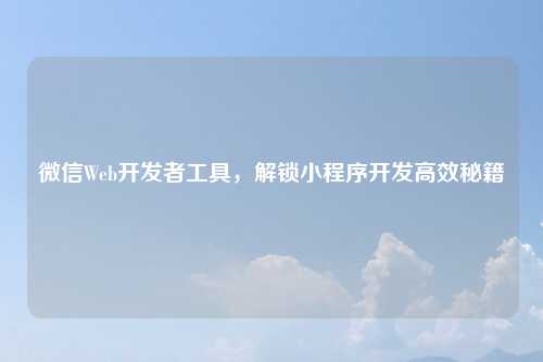 微信Web开发者工具，解锁小程序开发高效秘籍