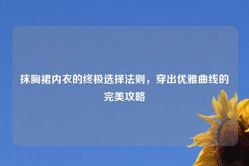 抹胸裙内衣的终极选择法则，穿出优雅曲线的完美攻略