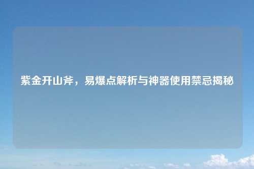 紫金开山斧，易爆点解析与神器使用禁忌揭秘