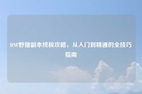 DNF野猪副本终极攻略，从入门到精通的全技巧指南