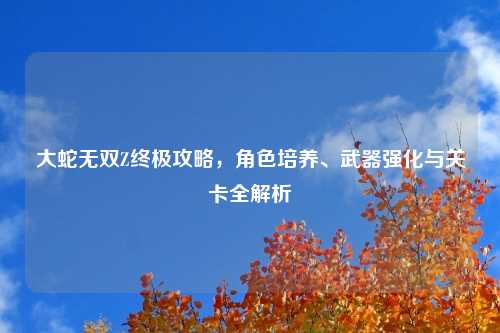 大蛇无双Z终极攻略，角色培养、武器强化与关卡全解析