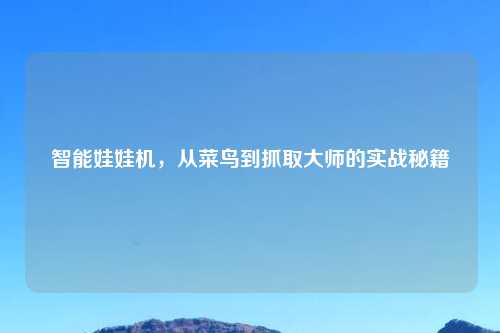 智能娃娃机，从菜鸟到抓取大师的实战秘籍