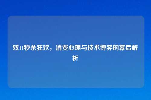 双11秒杀狂欢，消费心理与技术博弈的幕后解析