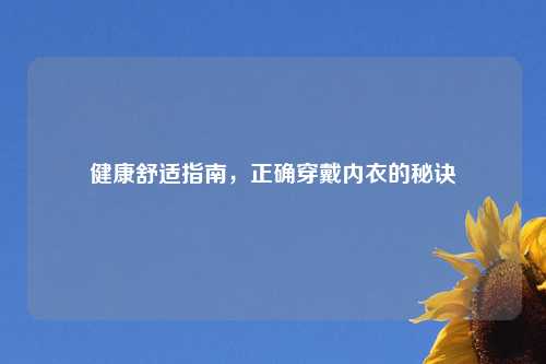 健康舒适指南，正确穿戴内衣的秘诀