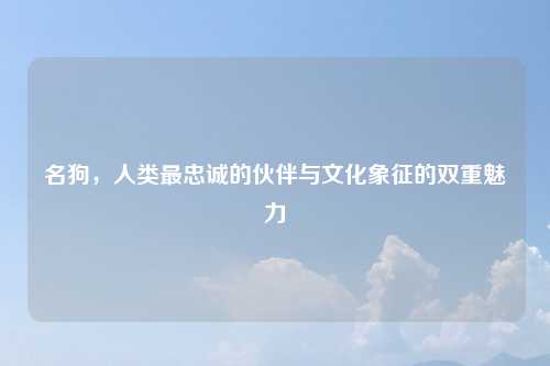 名狗，人类最忠诚的伙伴与文化象征的双重魅力