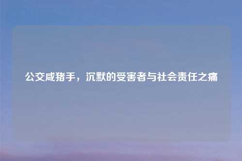公交咸猪手，沉默的受害者与社会责任之痛