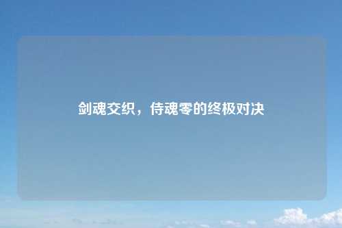 剑魂交织，侍魂零的终极对决