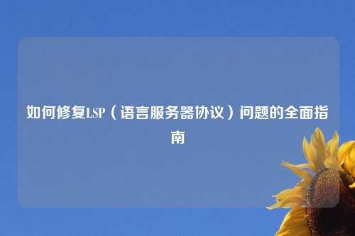 如何修复LSP（语言服务器协议）问题的全面指南