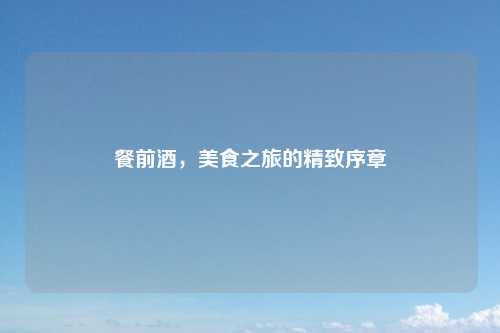餐前酒，美食之旅的精致序章