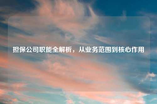担保公司职能全解析，从业务范围到核心作用