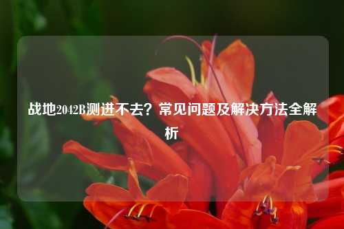 战地2042B测进不去？常见问题及解决方法全解析