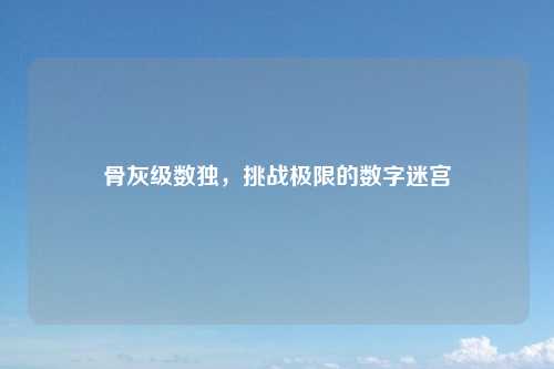 骨灰级数独，挑战极限的数字迷宫