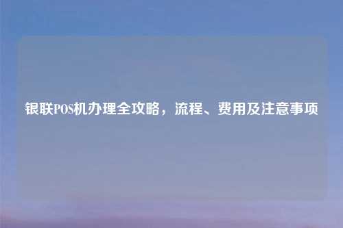 银联POS机办理全攻略,流程、费用及注意事项